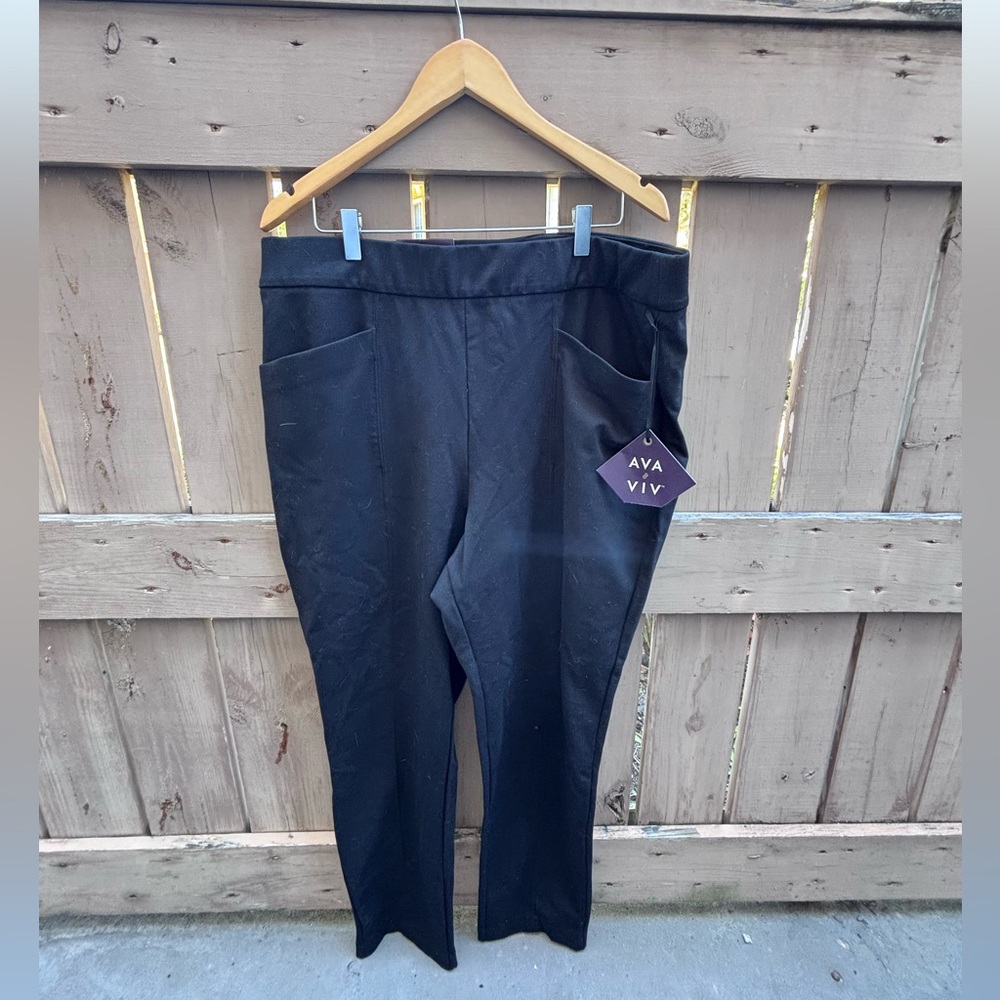 🎉NWT🎉 Ava & Viv Black Ponte Pull-On Pants with Front Pockets - Picture 2 of 12